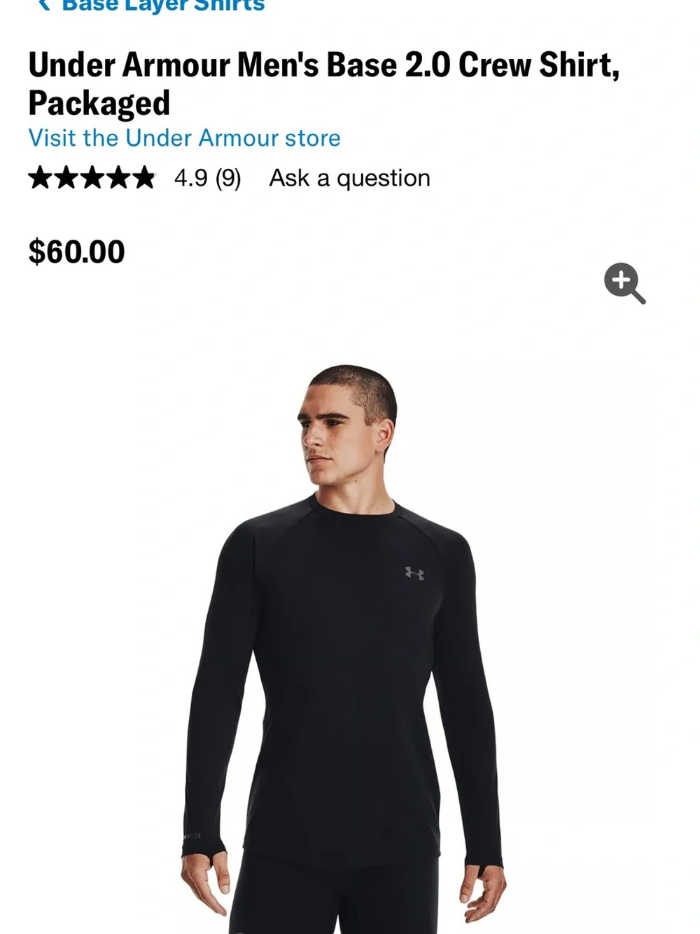 Under Armour ColdGear 2.0 Men's Crew Baselayer Long Sleeve Shirt XL